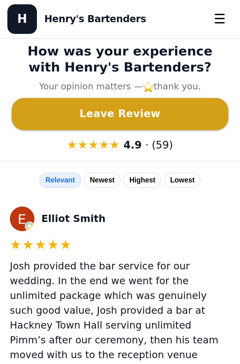 Henry's Bartenders — Free